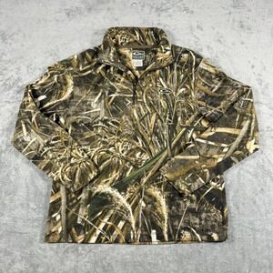 Drake Mens Large 1/4 Zip Fleece Pullover Realtree Max-5 Camo Hunting Top